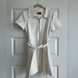 White fox boutique white jean dress size Small
